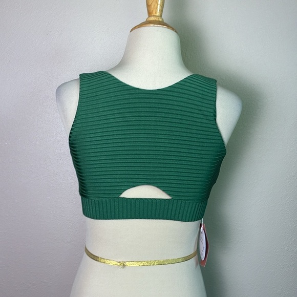 PQ SWIM Revolve Medium Two Way Emerald Green Key Hole Crop Top Swim Tank Beach - Picture 5 of 16